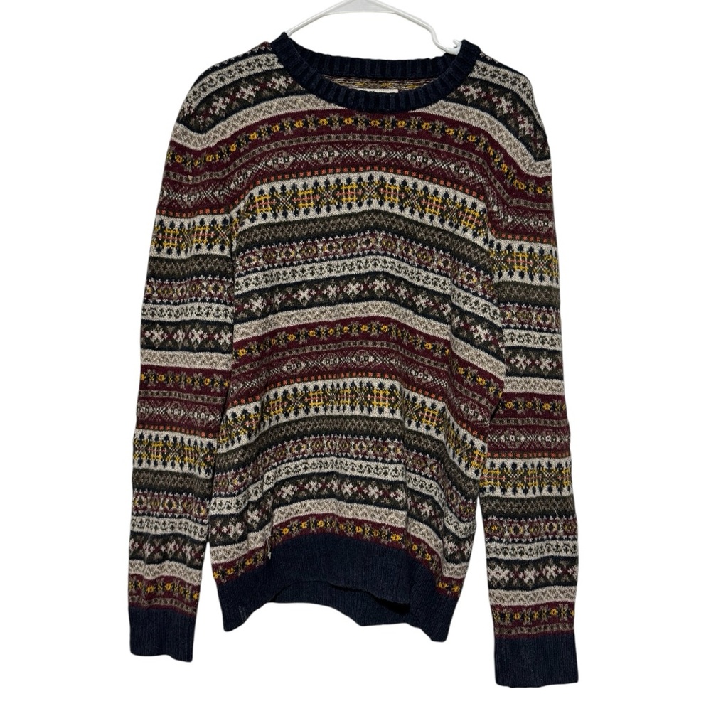 Vintage Abercrombie Fitch Wool Fair Isle Sweater Sz M Grandpa Ski Lodge Heritage